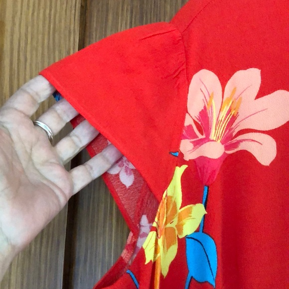 LOFT summer dress red tropical 16w 16/18 - Picture 3 of 5